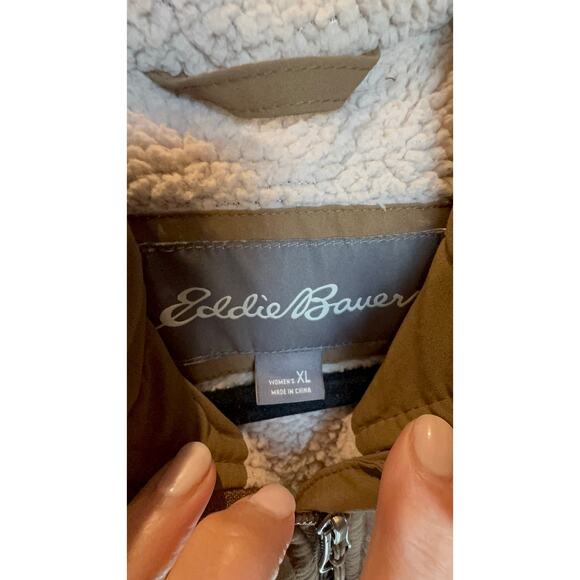 Eddie Bauer Quilted Brown Hooded Jacket Men’s XL Full Zip Warm Casual Outdoor - Picture 15 of 15